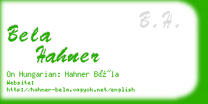 bela hahner business card